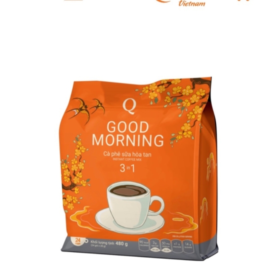 Cà phê hòa tan (Mẫu xuân) 3 in 1 Goodmorning cafe sữa uống liền (bịch 24 gói x 20gr) Trần Quang